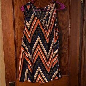 Sami & Jo Chevron Pattern Sleeveless Top - Orange, Blue, Olive, White